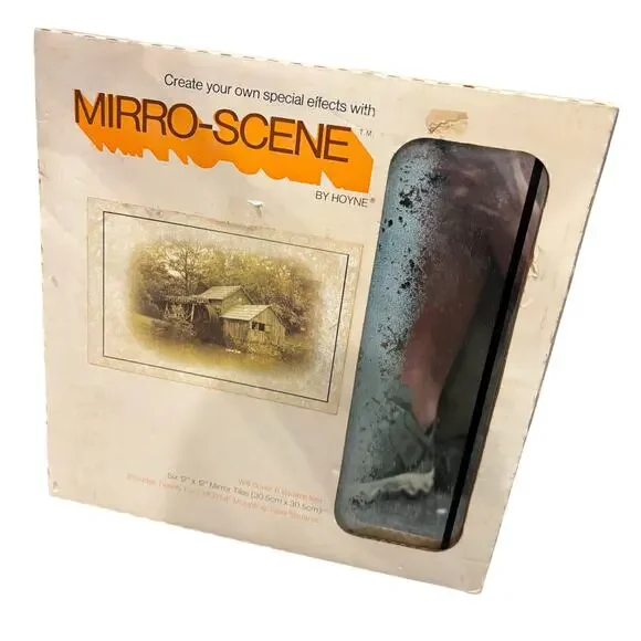 Vtg 1980s Hoyne Mirro-Scene Mill Barn Reflection Six 12x12 Mirror Panels Tiles
