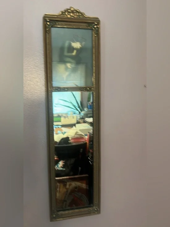 Ornate Vertical Wall Mirror in Antique Possibly from the 1920’s Aprox. 27 “ Tall