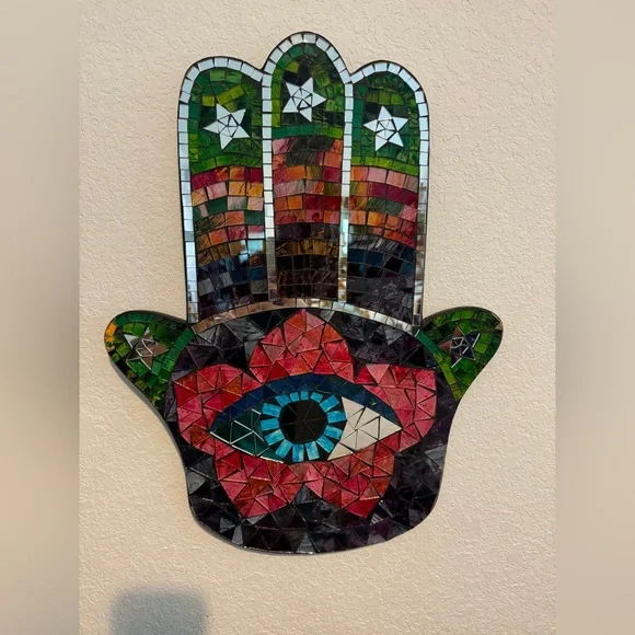 Large Hamsa Hand Mosaic Wall Hanging, 19.75