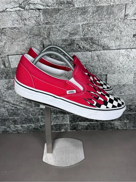 Vans Classic Slip-on Checker Flame Racing Red M9.5/W11