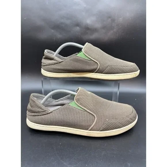 OluKai Nohea Shoes Men’s Size 10 M Dark Shadow Gray Mesh Slip On Loafers 10188