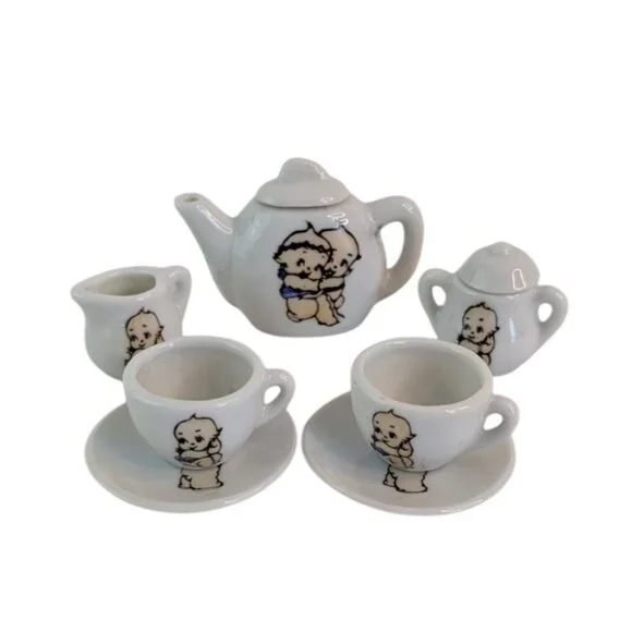 Vintage Pudgie Miniature Toy China Tea Set Japan 1981Child‎ Doll House Complete