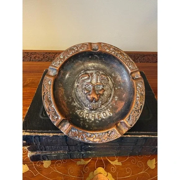 Vintage‎ Lion Ashtray - Cast Metal Copper Tone Catchall