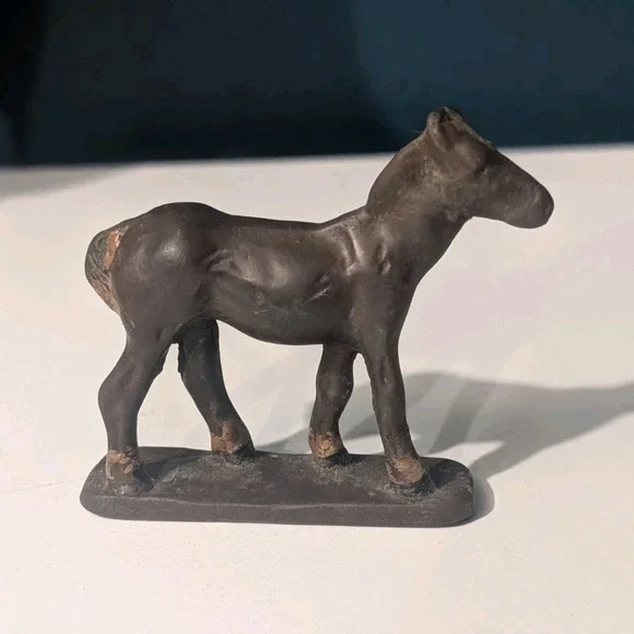 1930s-1950s Slush Cast Metal Toy Horse Flat Base Lead Alloy Miniature