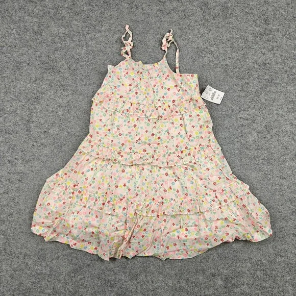 Crewcuts Dress Girls 4 Pink Floral Ruffle Tiered Sundress Lined Summer New‎