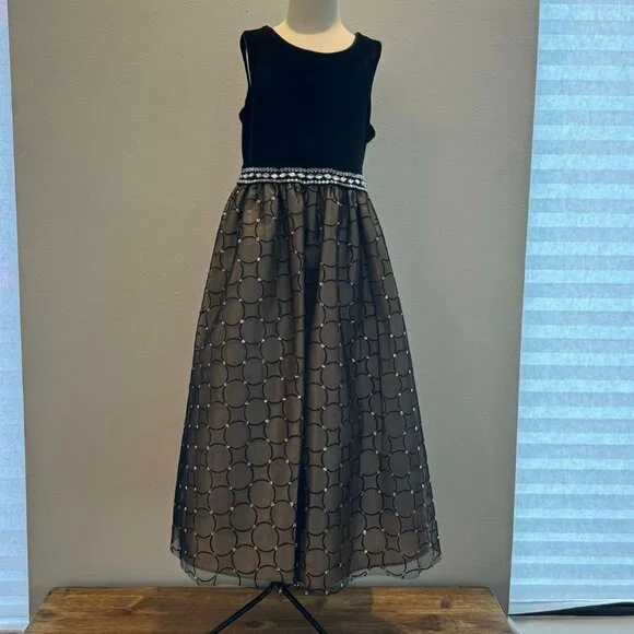 Jane Copeland Girls Black Formal Dress | Tulle Skirt & Rhinestones