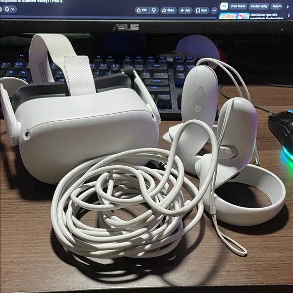 Oculus Meta Quest 2 + 50 ft pc cable (for steam games) + glasses spacer