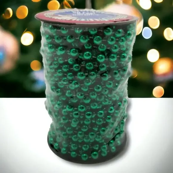 Emerald Green Christmas Garland Beads 50 Ft Holiday Tree Decor Sealed