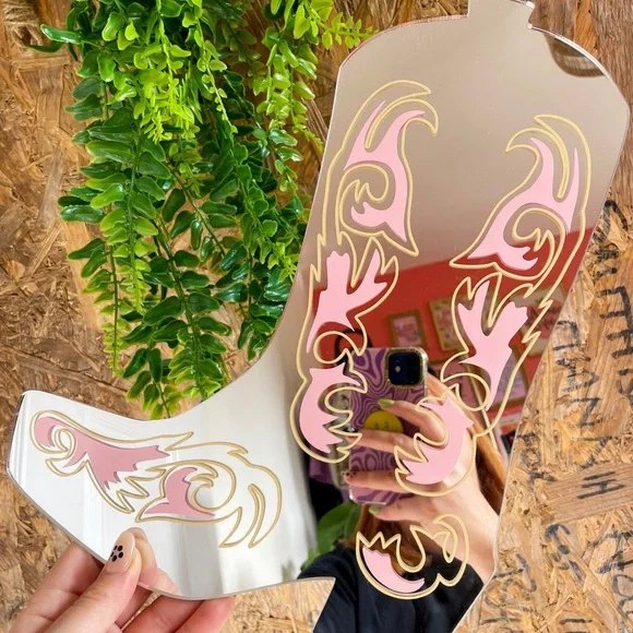 Retro Cowboy Boot Mirror with Command Hooks