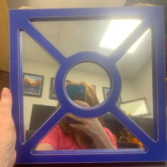 Mirror with blue frame