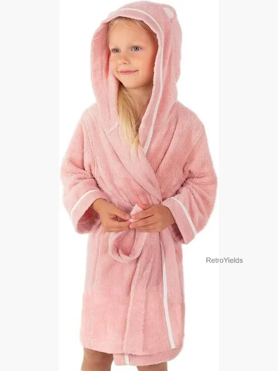 Toddler Bathrobe with Hood - Ultra Soft Rayon Bamboo Robe for Kids