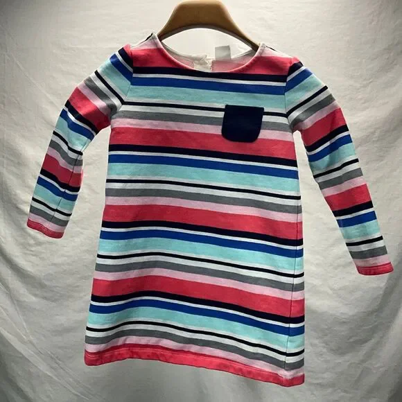 Gymboree Girls Striped Long Sleeve‎ Dress Casual Rainbow Stripes Size 5-6