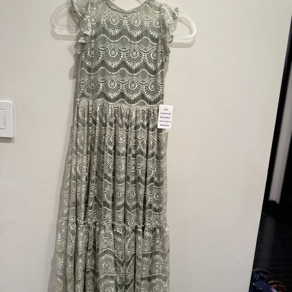 NWT- Mia Joy Size 8 Green Lace Kids Maxi Dress