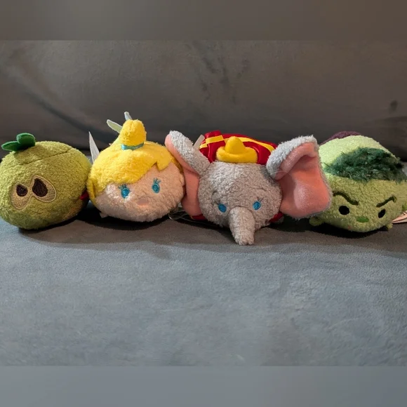 Disney Mini Tsum Tsum Lot x4: Moana Kakamora, Tinkerbell, Dumbo and Hulk