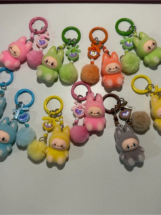 Cute Plush Bunny Keychain Charm – Assorted Colors