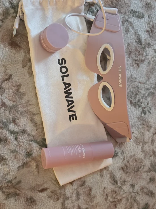 Solawave Pink LED Beauty Eye Mask with Accessories