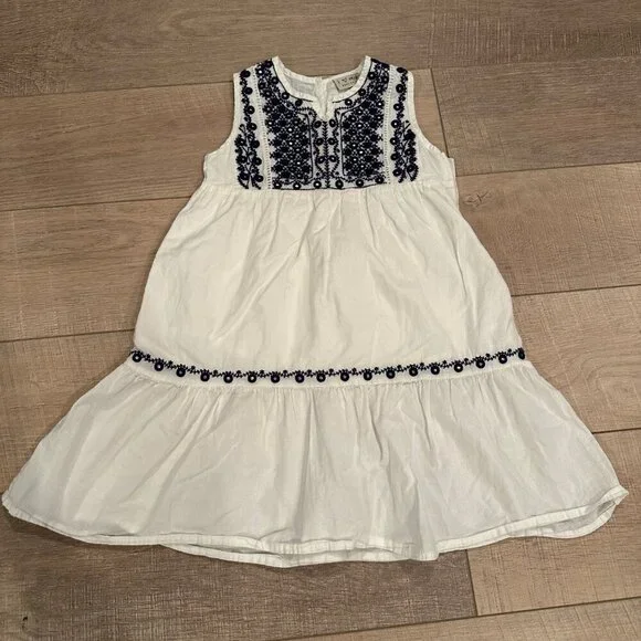 NEXT GIRLS WHITE AND BLUE DRESS SIZE 7