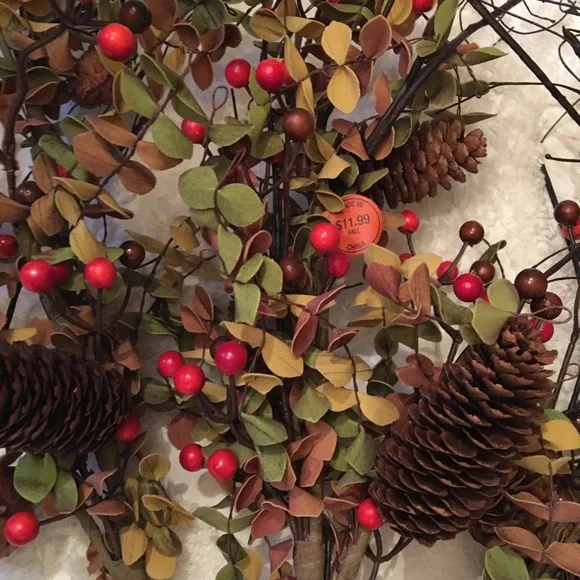 - Holiday berry and pine cone stems