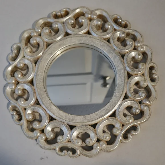 Three Distressed Silver Painted Ornate Wall Mirrors