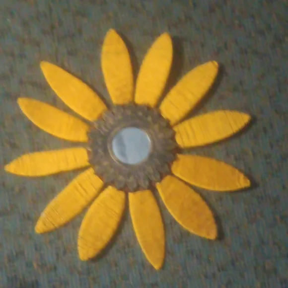 Sunflower Design Wall Mirror - Yellow and Gray