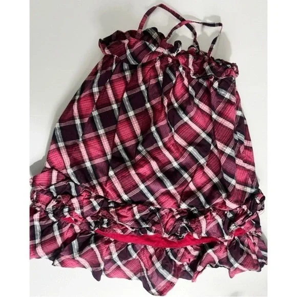 Baby Gap • Burgundy Plaid Ruffle Dress