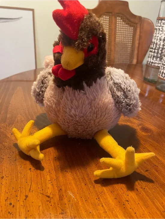 Fiesta Plush Chicken Toy in Brown, Gray and Yellow