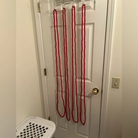 Vintage Christmas Wooden Red Beaded Garland selling per strand -108” each strand