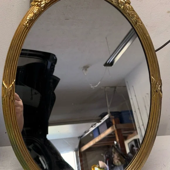 Home Interiors Gold Oval Wall Mirror with Ornate Frame