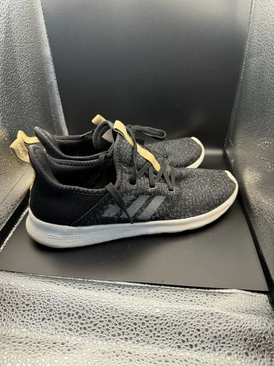 adidas Black and Gold Lightweight Knit Sneakers‎