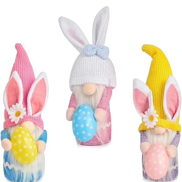 Pack of 3x Easter Bunny Gnome Set - Pink, Yellow, Blue