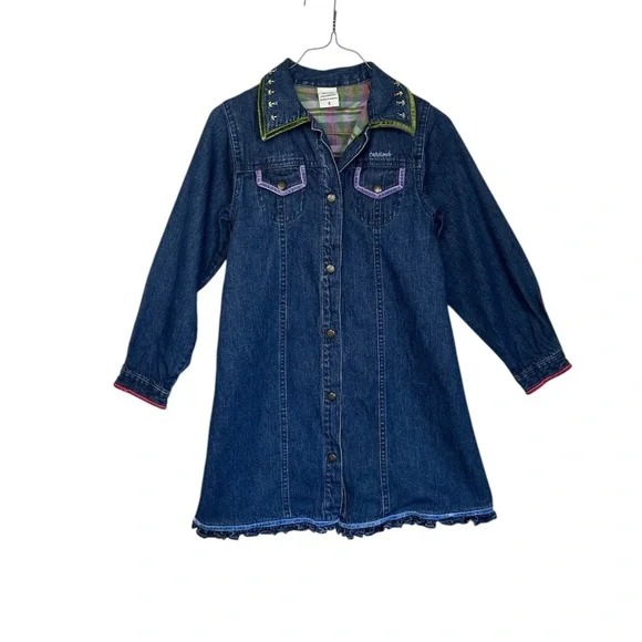 OshKosh B'gosh Denim Vintage Long Sleeve Denim Jean Dress with Flower Sz 6