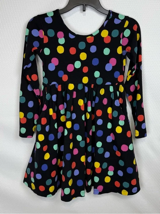 Hannah Anderson Black Polka Dotted Swing Dress Size 6-7 Pockets