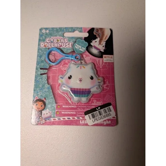 Gabby's Dollhouse LED Flashlight Keychain Kitty Fairy Light‎ Up Clip-On