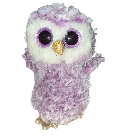 Ty Beanie Boos Moonlight The Owl (6 Inch) 2022 Purple & White Plush Owl