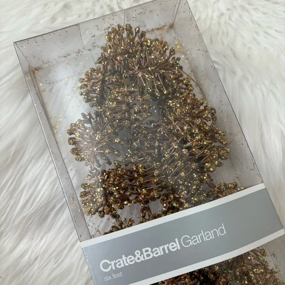 Crate & Barrel Gold Glitter Pinecone Style Metal Garland - 6 Feet Long