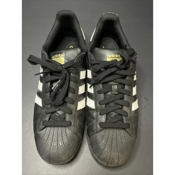 Adidas Superstar Men's Size 11 Black/White/Gold Sneaker