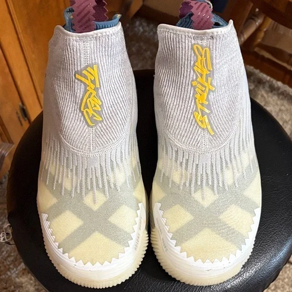 Adidas Boost Basketball Gray and Yellow Athletic Shoes