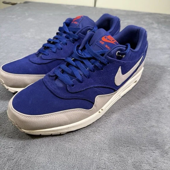 Nike Air Max 1 Premium Deep Royal Granite Gray Blue Casual Shoes Size 14 US 2012
