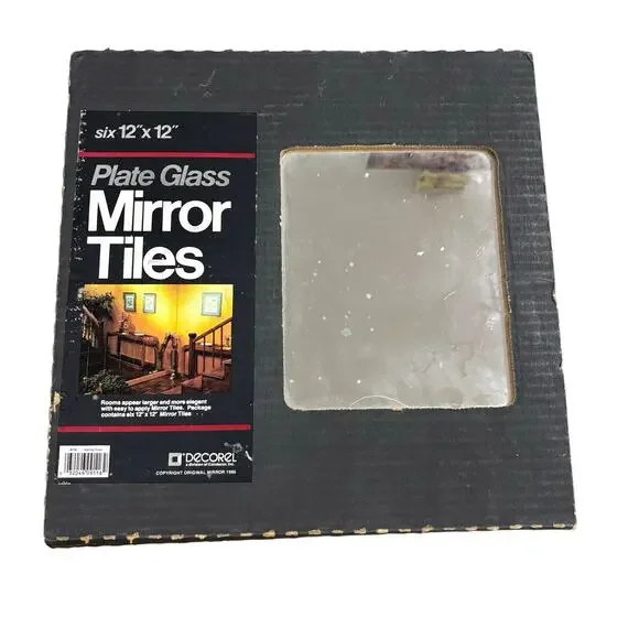 6 Sterling Silver Mirror Tiles Panels Plate Glass Mirror 12” x 12” 1986 Vintage