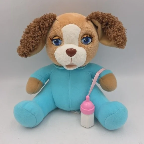 AniMagic Puppy Dog Plush Makes Baby Sounds With Bottle Rare