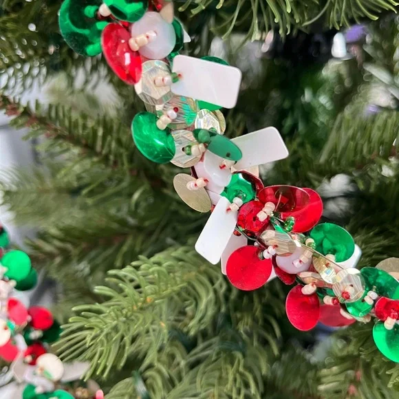 Festive Red, Green and White Holiday Garland- Peppermint Jazz