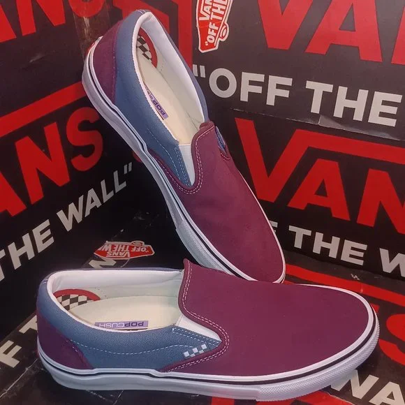 Vans Men's 8.5/Women's 10 Skate Slip On Moonlight Blue/Mauve Wine VN0A5FCAAPO