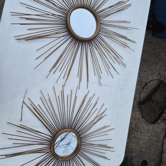 Gold Sunburst Wall Mirror Set