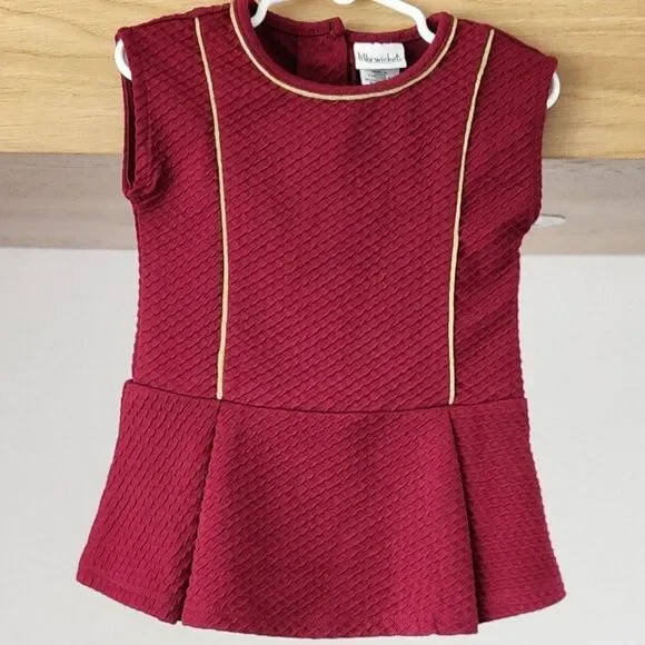 Burgundy Textured Dress with Gold Trim