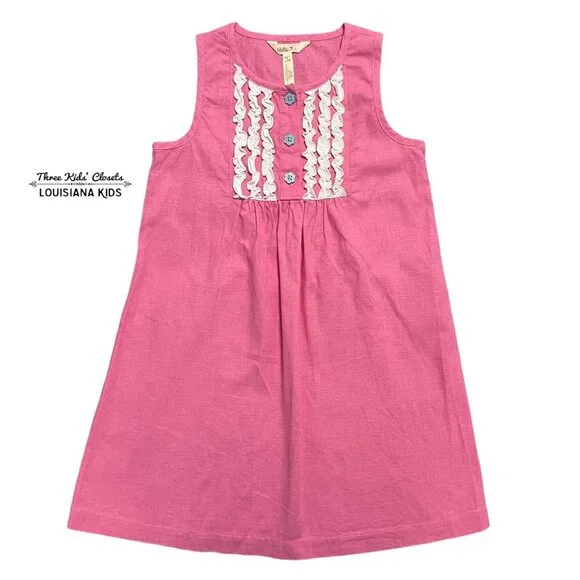 Matilda Jane 8Y Dazzling Dream Pink Linen Cotton Dress