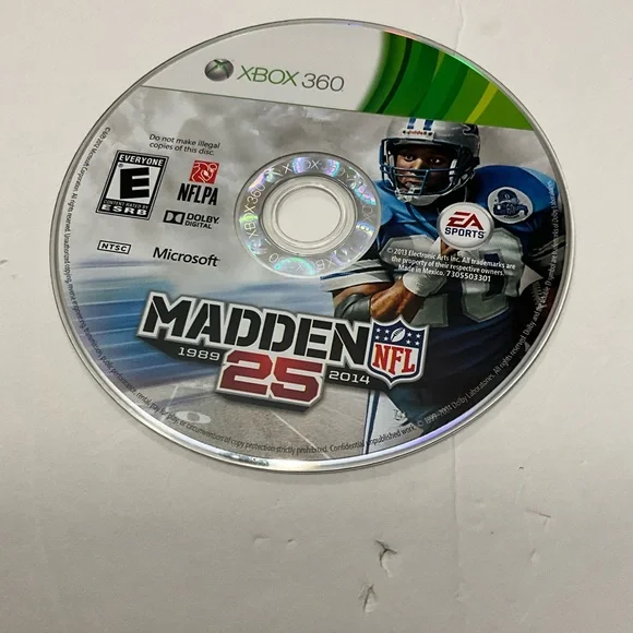 Microsoft Xbox 360 Madden NFL 25 Disc with Blue and Red Accents