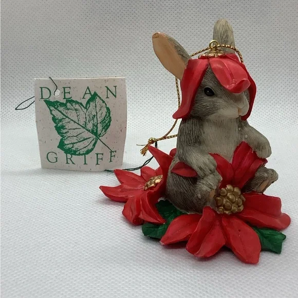 Vintage Charming Tails Ornament Dean Griff Christmas Flower Bunny Rabbit Hanging