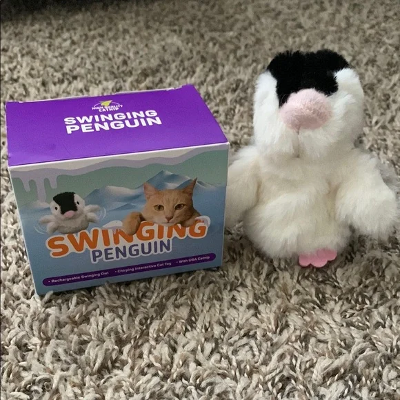 NWOT Swinging Penguin Cat Toy