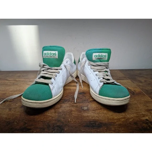 Adidas Stan Smith White Green Mesh Toe Low Top Sneakers Mens 10