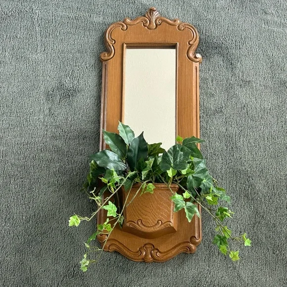 Vintage Faux Wood Mirror Picket Planter 24” X 9”